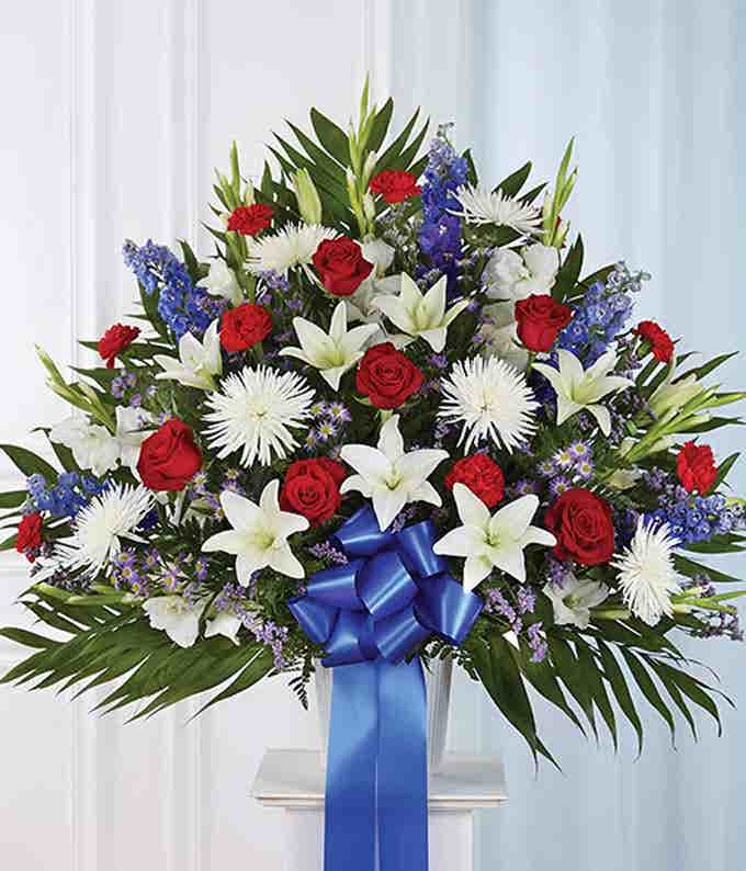 Red, White & Blue Sympathy Standing Spray at From You Flowers