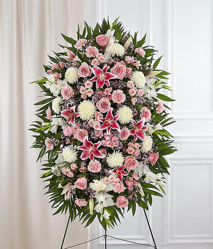 Pink & White Flower Standing Wreath at From You Flowers