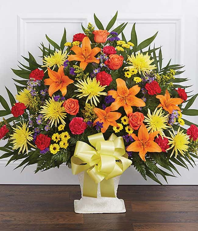 Mixed Flower Sympathy Floor Basket