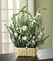 White Sympathy Floral Basket