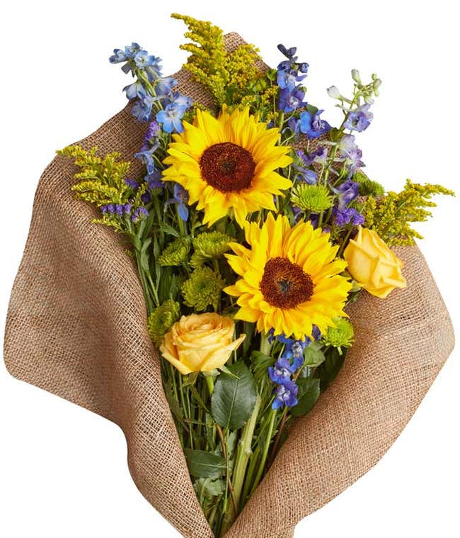 Sunflower burlap arrangement