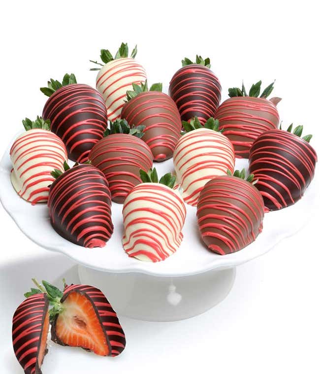 Red Swizzled Chocolate Covered Strawberries 