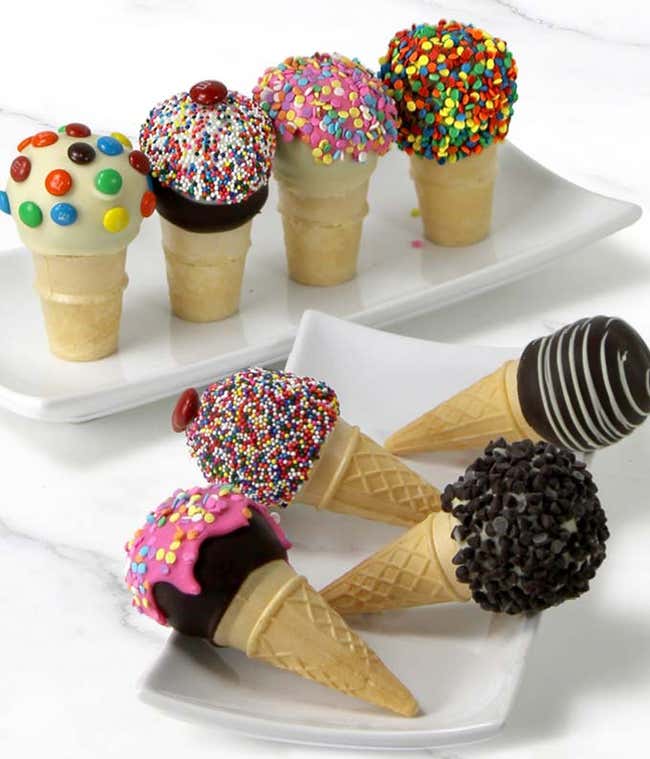 Cake pops in an ice cream cone