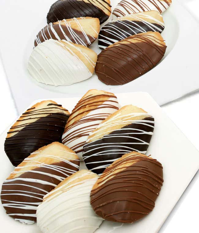 Chocolate Dipped Madeleine Cookies