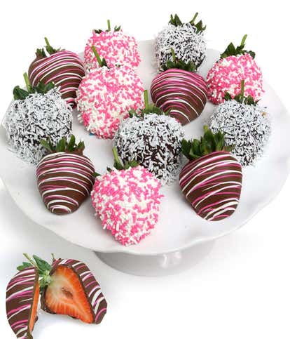 Baby Girl Chocolate Covered Strawberries - 12 Pieces