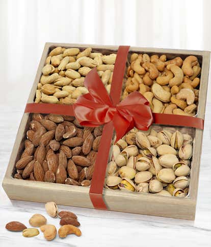 Fancy Assorted Nuts in a Wood Tray
