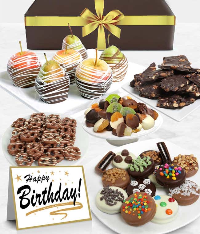 Happy Birthday Belgian Chocolate Covered Fruit Gift Basket