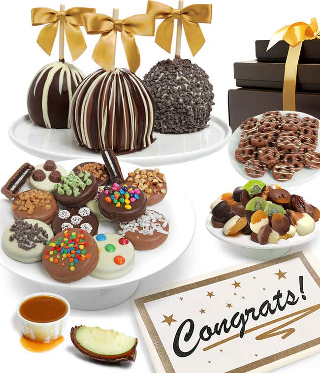 Congrats Belgian Chocolate Covered Fruit Gift Basket