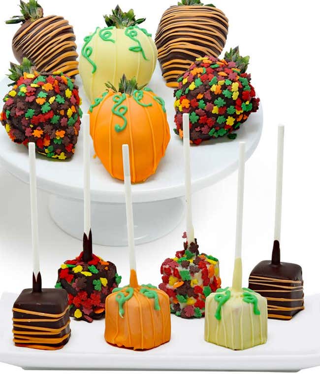 秋季芝士蛋糕和巧克力蘸草莓