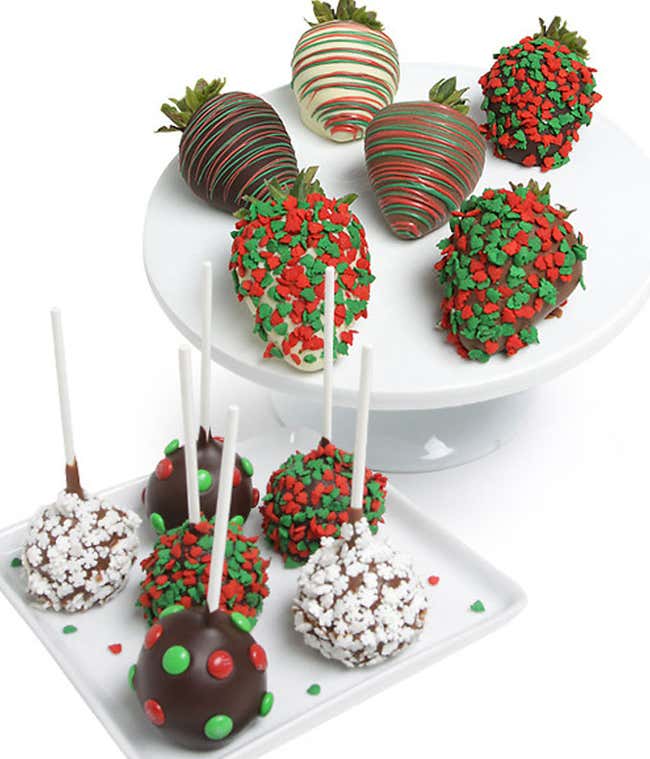 Christmas Chocolate Covered Strawberries &amp; Cake Pops