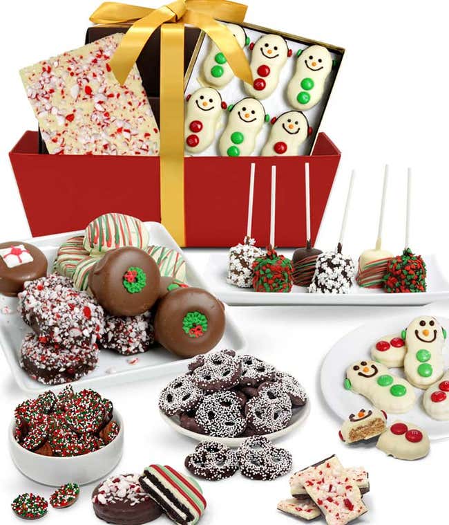 Christmas Chocolate Covered Gifts Basket