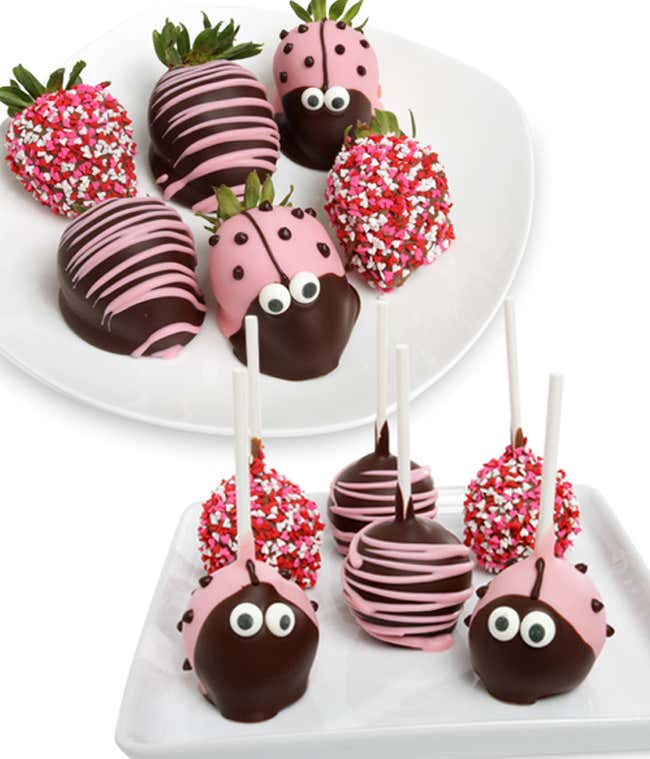 Ladybug Cake Pops and Chocolate Covered Strawberries 
