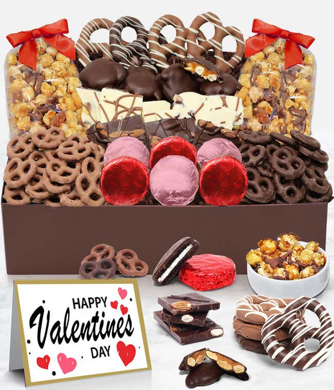 Happy Valentine's Day - Belgian Chocolate Covered Snack Tray 