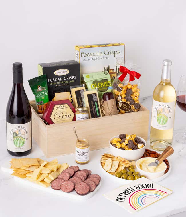 Get Well Soon Charcuterie &amp; Wine Gift Box - Duo