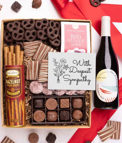 Deepest Sympathy Sweet Treats Chocolate & Red Wine Gift Box