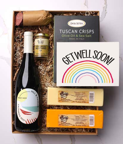 Get Well Soon Charcuterie & White Wine Gift Box 