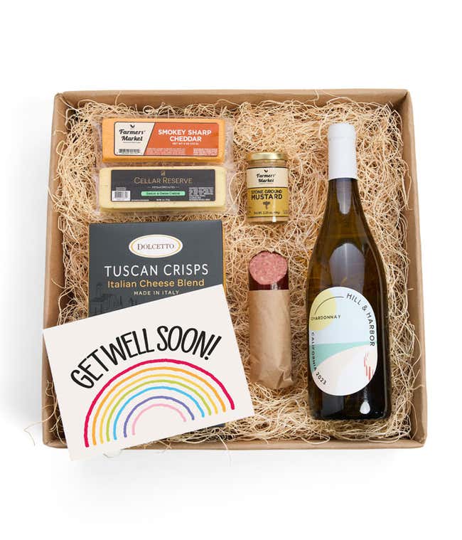 Get Well Soon Charcuterie &amp; White Wine Gift Box 