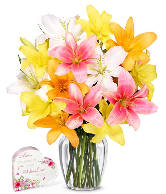 Stunning Lilies with Acrylic Heart for Mom
