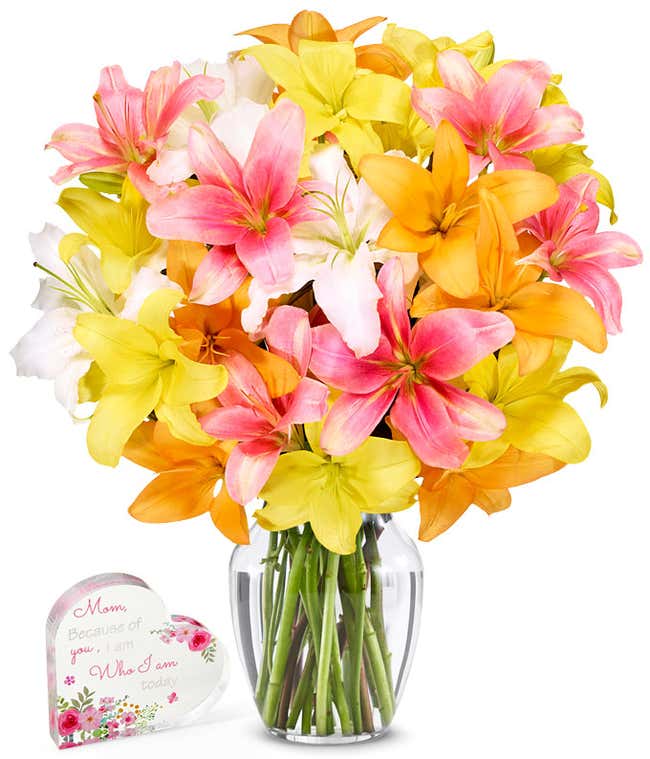 Premium Lilies with Acrylic Heart for Mom