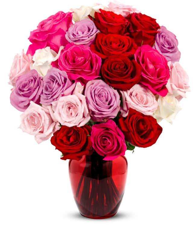 two dozen pastel roses