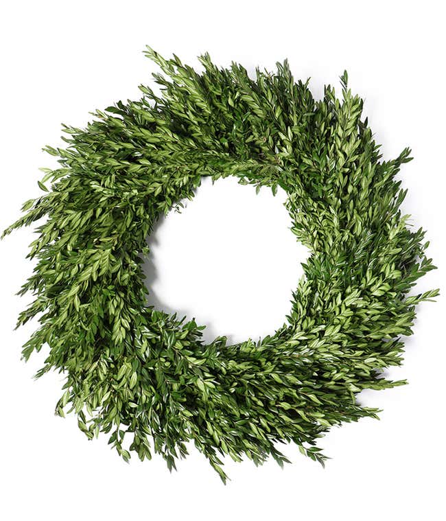Wreath made of boxwood greens.