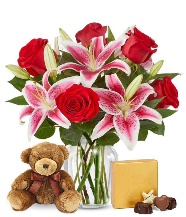 Red Rose &amp; Stargazers Bundle