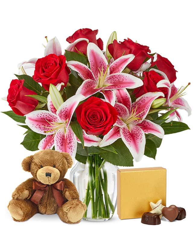 Premium Red Rose &amp; Stargazers Bundle