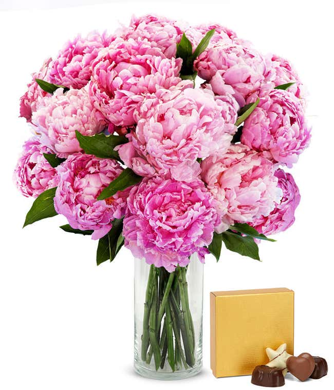 Pretty Pink Peonies with Chocolates