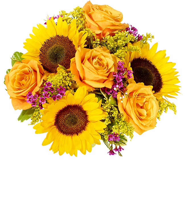 Partial image of Fall Rose &amp; Sunflower Bouquet with Pink Pops without vase