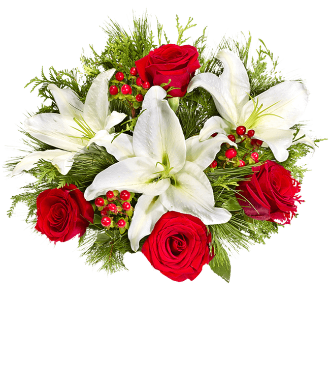 Partial image of Classic Christmas Lily Bouquet without vase