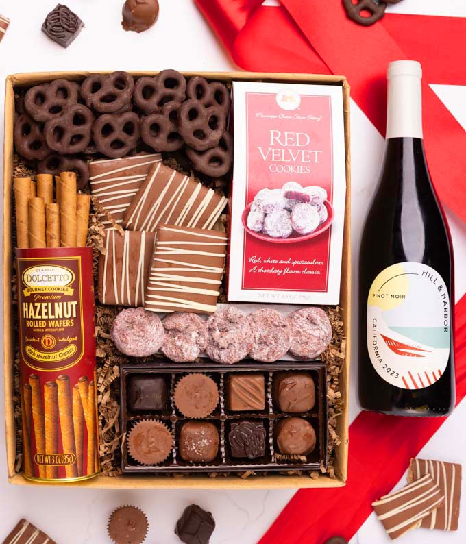 Sweet Treats Chocolate Gift with California Rosé Wine at From You