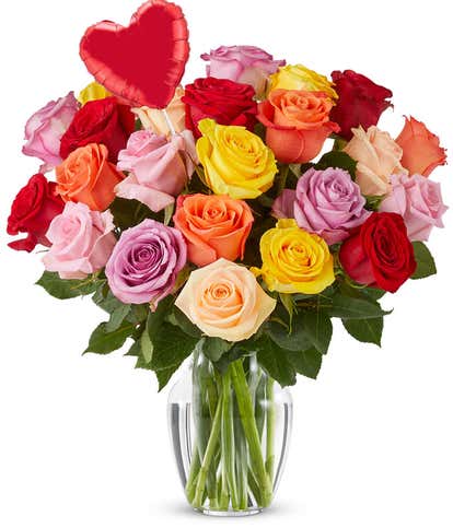 Two Dozen Valentine's Rainbow Roses