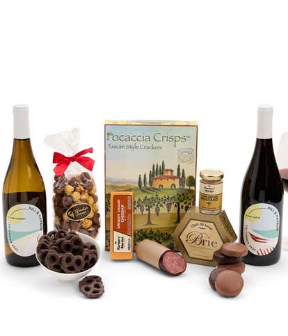 Sweet & Savory Gourmet Gift Box with California Red & White Wine
