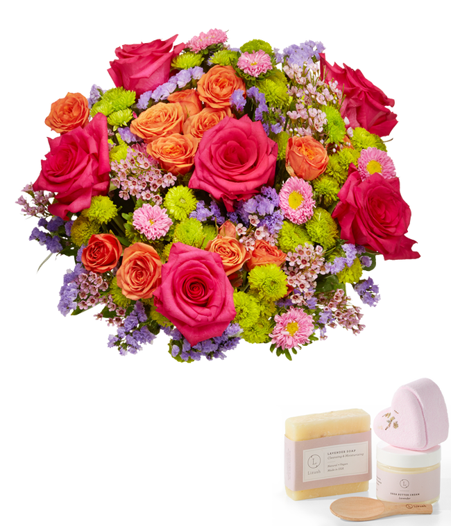 Partial image of Strawberry Sundae Spa Bundle without vase.