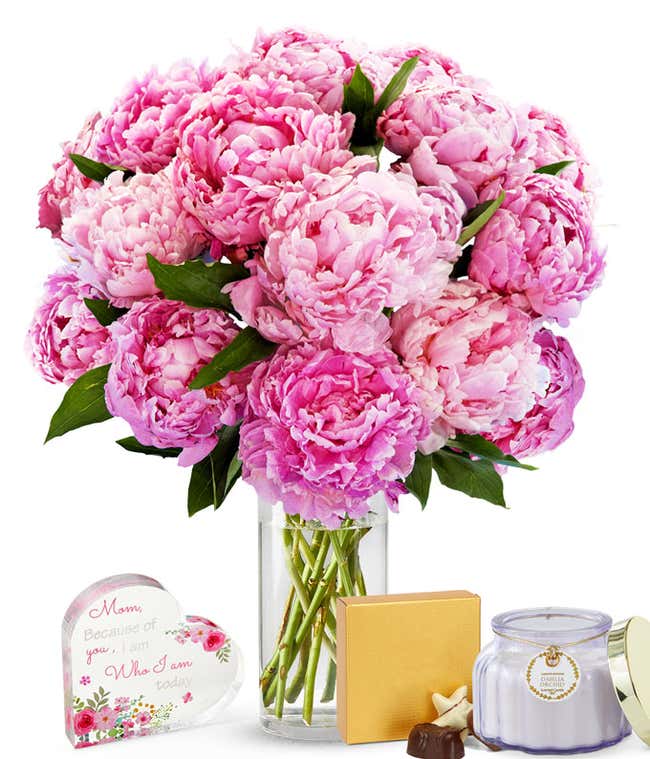Deluxe Pink Peonies Bundle for Mom