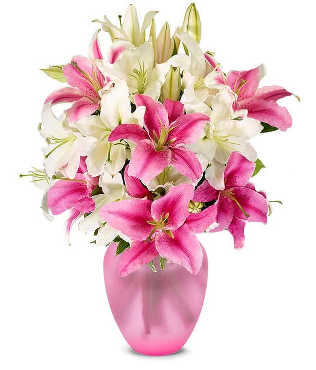 Pink and white lilies for mom