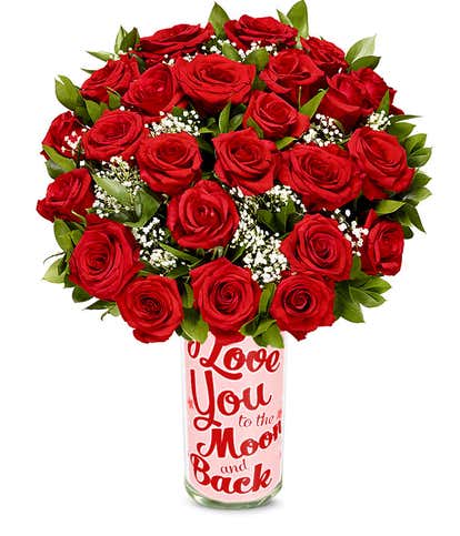 Two Dozen Red Love You to the Moon Roses