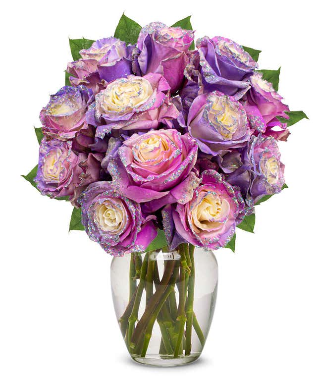 Purple Pastel Glitter Roses