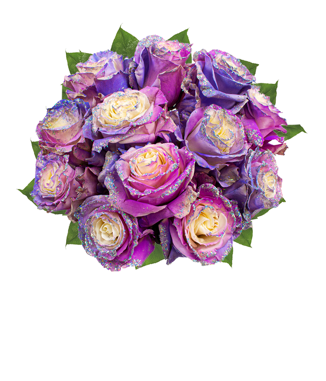 Partial image of Purple Pastel Glitter Roses  without vase