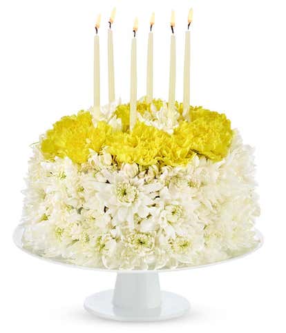 White & Yellow Flower Birthday Cake