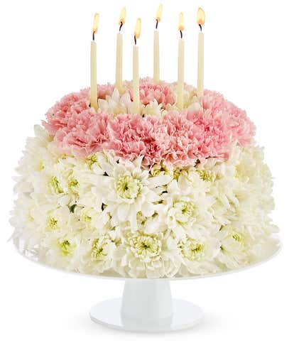 Pink & Cream Flower Birthday Cake