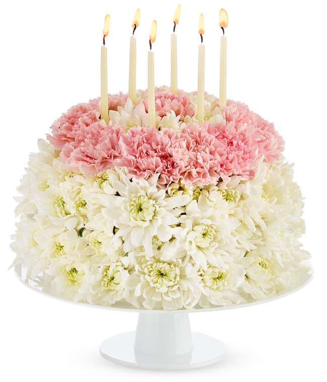 Pink &amp; Cream Flower Birthday Cake