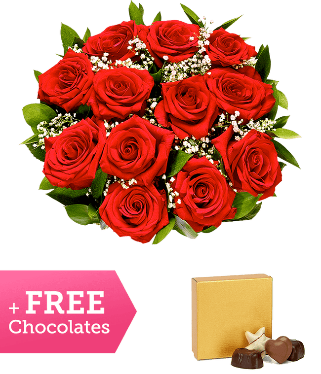 Partial image of Premium Red Roses with Free Chocolates without vase.