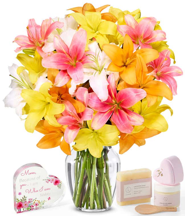 Premium Lilies with Spa Set &amp; Heart
