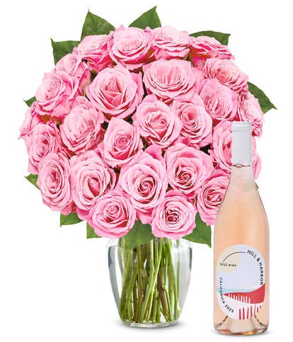 Two Dozen Light Pink Roses & Ros&eacute;
