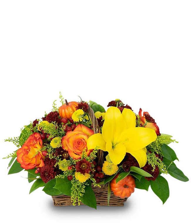 Woven basket flower centerpiece