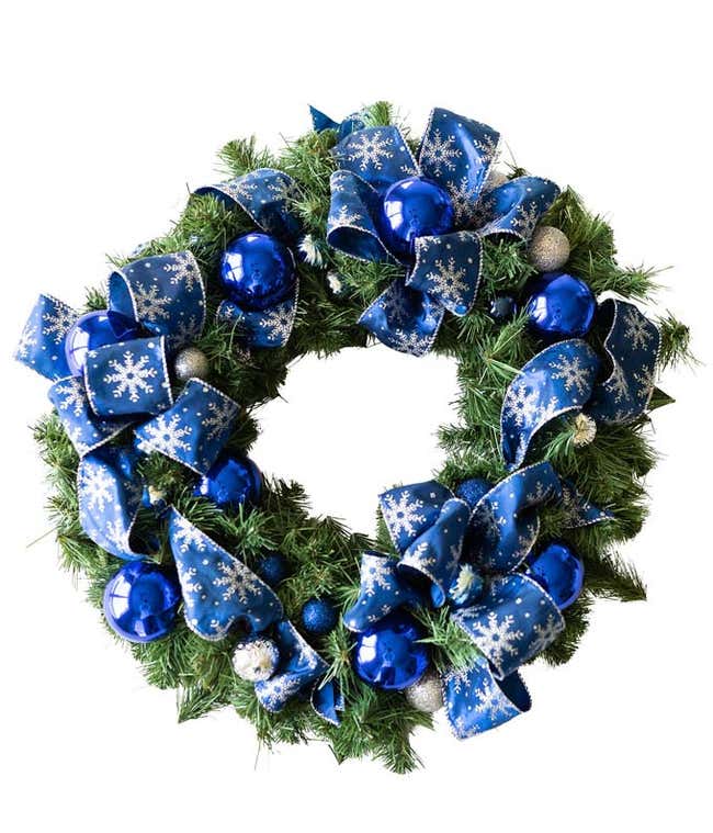 Beautiful Blue Snowflake Wreath