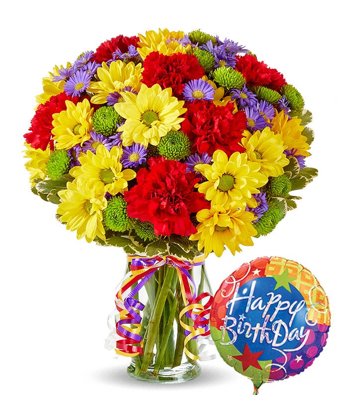 Best Wishes Bouquet with Birthday Balloon