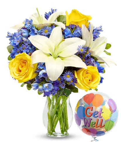 Blue Skies and Sunshine with Get Well Balloon