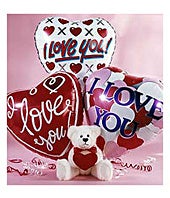 I Love You Teddy Bear & Balloons 